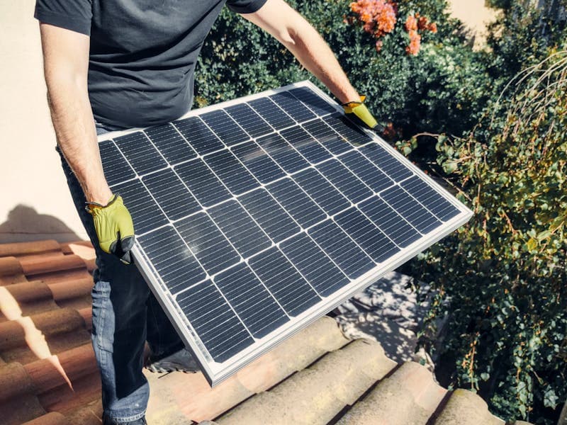 Solar panels on rooftop